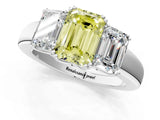 White gold Three-Stone Fancy Yellow Emerald Cut Cut Diamond Ring with Channel Set Band and Four-Prong Setting_37