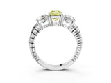 White gold Three-Stone Fancy Yellow Emerald Cut Cut Diamond Ring with Channel-Set Band and Prong Setting_3
