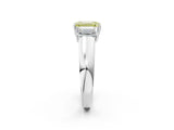 White gold Three-Stone Fancy Yellow Emerald Cut Cut Diamond Ring with Prong Setting and Classic Band_14
