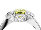 White gold Three-Stone Fancy Yellow Emerald Cut Cut Diamond Ring with Prong Setting and Classic Band_16