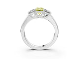 White gold Three-Stone Fancy Yellow Emerald Cut Cut Diamond Ring with Prong Setting and Classic Band_3