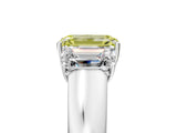 White gold Three-Stone Fancy Yellow Emerald Cut Cut Diamond Ring with Prong Setting and Classic Band_5