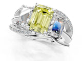 White gold Three-Stone Fancy Yellow Emerald Cut Cut Diamond Split Shank Prong Set Ring_13