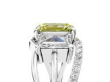 White gold Three-Stone Fancy Yellow Emerald Cut Cut Diamond Split Shank Prong Set Ring_17
