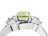 White gold Three-Stone Fancy Yellow Emerald Cut Cut Diamond Split Shank Prong Set Ring_28