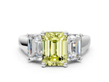 White gold Three-Stone Fancy Yellow Emerald Cut Cut Solitaire Ring with Classic Prong Setting_12