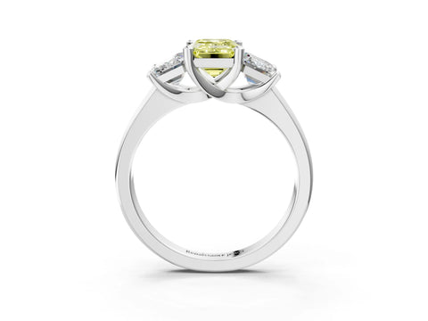 White gold Three-Stone Fancy Yellow Emerald Cut Cut Solitaire Ring with Classic Prong Setting_15