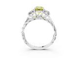 White gold Three-Stone Fancy Yellow Emerald Cut Diamond Braided Band Ring with Four-Prong Setting_111
