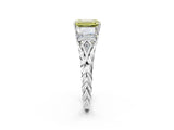 White gold Three-Stone Fancy Yellow Emerald Cut Diamond Braided Band Ring with Four-Prong Setting_131