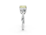 White gold Three-Stone Fancy Yellow Emerald Cut Diamond Channel Set Engagement Ring with Prong Setting_38