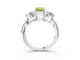 White gold Three-Stone Fancy Yellow Emerald Cut Diamond Channel Set Engagement Ring with Prong Setting_39
