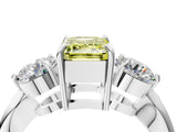 White gold Three-Stone Fancy Yellow Emerald Cut Diamond Channel Set Engagement Ring with Prong Setting_40