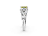 White gold Three-Stone Fancy Yellow Emerald Cut Diamond Engagement Ring with Pave Band and Prong Setting_15