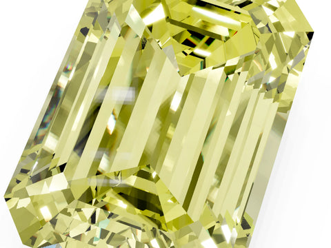 White gold Three-Stone Fancy Yellow Emerald Cut Diamond Engagement Ring with Pave Band and Prong Setting_1