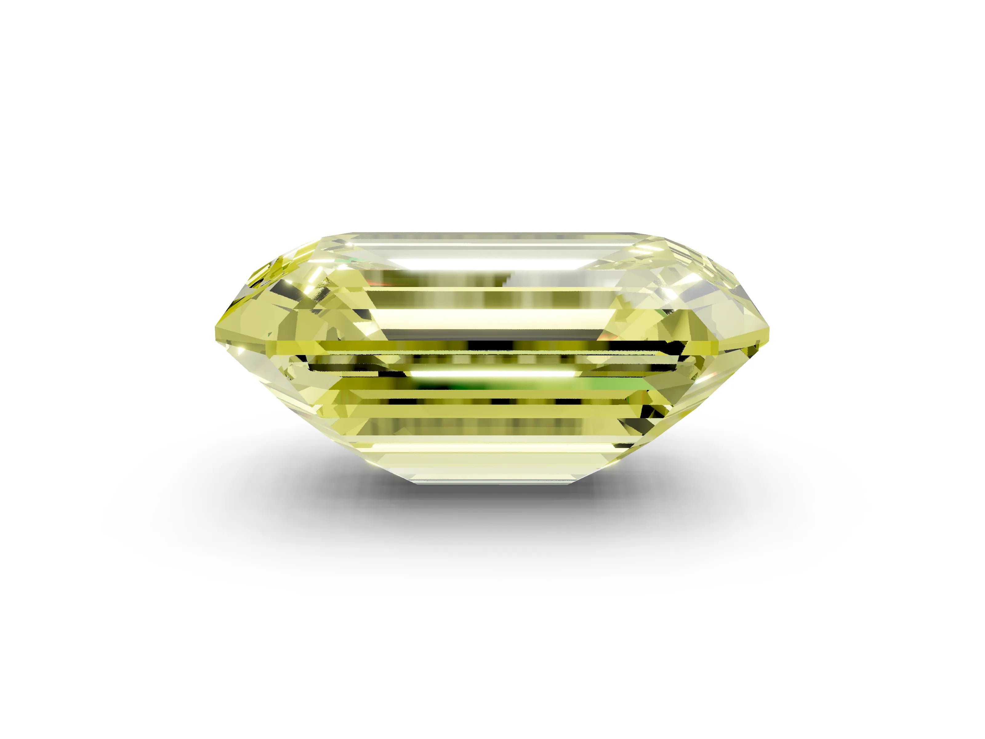 White gold Three-Stone Fancy Yellow Emerald Cut Diamond Engagement Ring with Pave Band and Prong Setting_2