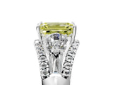 White gold Three-Stone Fancy Yellow Emerald Cut Diamond Engagement Ring with Pave Band and Prong Setting_29