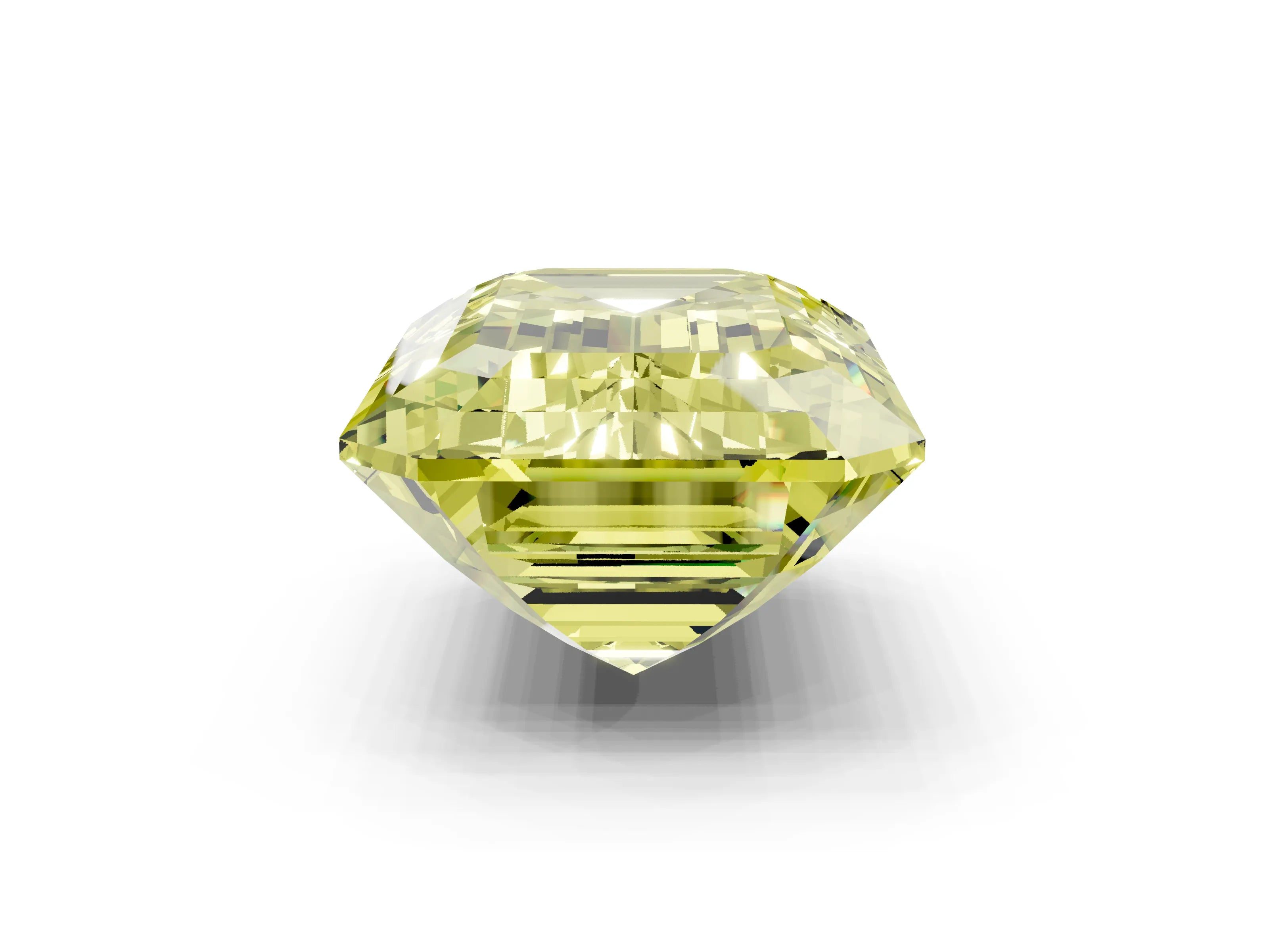 White gold Three-Stone Fancy Yellow Emerald Cut Diamond Engagement Ring with Pave Band and Prong Setting_3