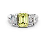 White gold Three-Stone Fancy Yellow Emerald Cut Diamond Engagement Ring with Prong Setting_15