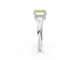 White gold Three-Stone Fancy Yellow Emerald Cut Diamond Engagement Ring with Prong Setting_17