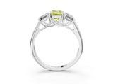 White gold Three-Stone Fancy Yellow Emerald Cut Diamond Engagement Ring with Prong Setting_18