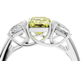 White gold Three-Stone Fancy Yellow Emerald Cut Diamond Engagement Ring with Prong Setting_19