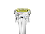 White gold Three-Stone Fancy Yellow Emerald Cut Diamond Engagement Ring with Prong Setting_20