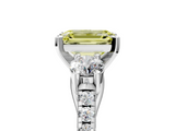 White gold Three-Stone Fancy Yellow Emerald  Cut Diamond Pavé Band with Four-Prong Setting_33