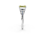 White gold Three-Stone Fancy Yellow Emerald Cut Diamond Ring with Pavé Band and Prong Setting_143