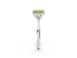 White gold Three-Stone Fancy Yellow Emerald Cut Diamond Ring with Pear  Side Stones in Four-Prong Setting_14