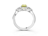 White gold Three-Stone Fancy Yellow Emerald Cut Diamond Ring with Pear  Side Stones in Four-Prong Setting_15