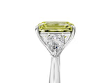 White gold Three-Stone Fancy Yellow Emerald Cut Diamond Ring with Pear  Side Stones in Four-Prong Setting_17