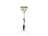White gold Three-Stone Fancy Yellow Emerald  Cut Diamond Ring with Pear Side Stones in Four-Prong Setting_188