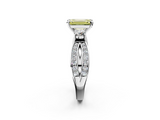 White gold Three-Stone Fancy Yellow Emerald  Cut Diamond Twist Band with Prong Setting_69