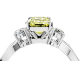 White gold Three-Stone Fancy Yellow Emerald  Cut Diamond Twist Band with Prong Setting_71