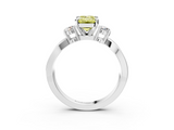 White gold Three-Stone Fancy Yellow Emerald  Cut Diamond Twist Band with Prong Setting_71