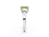 White gold Three-Stone Fancy Yellow Emerald  Cut Solitaire Ring with Prong Setting_5