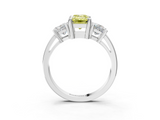 White gold Three-Stone Fancy Yellow Emerald  Cut Solitaire Ring with Prong Setting_6