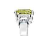 White gold Three-Stone Fancy Yellow Emerald  Cut Solitaire Ring with Prong Setting_8