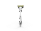White gold Three-Stone Fancy Yellow Emerald  Diamond Ring with Pear Side Stones in Four-Prong Setting_60