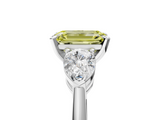 White gold Three-Stone Fancy Yellow Emerald  Diamond Ring with Pear Side Stones in Four-Prong Setting_64