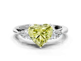 White gold Three-Stone Fancy Yellow Heart Cut Brilliant Diamond Solitaire Ring with Tapered Band and Four-Prong Setting_31