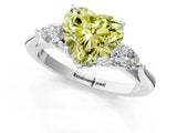 White gold Three-Stone Fancy Yellow Heart Cut Brilliant Diamond Solitaire Ring with Tapered Band and Four-Prong Setting_32