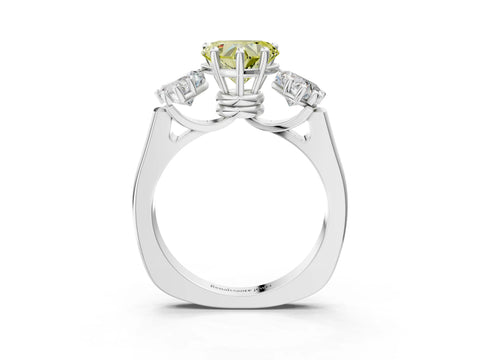 White gold Three-Stone Fancy Yellow Heart Cut Brilliant Diamond Trellis Ring with Comfort Fit Band_15