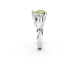 White gold Three Stone Fancy Yellow Heart Cut Cut Channel Set Diamond Ring_2