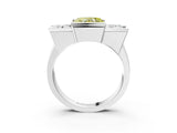 White gold Three Stone Fancy Yellow Heart Cut Cut Channel Set Diamond Ring_3