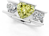 White gold Three Stone Fancy Yellow Heart Cut Cut Channel Set Diamond Ring_37