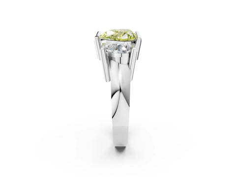 White gold Three Stone Fancy Yellow Heart Cut Cut Channel Set Diamond Ring_38