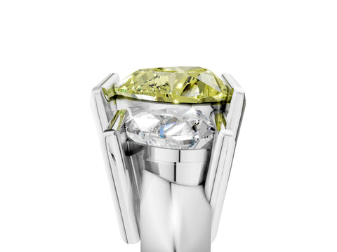 White gold Three Stone Fancy Yellow Heart Cut Cut Channel Set Diamond Ring_41