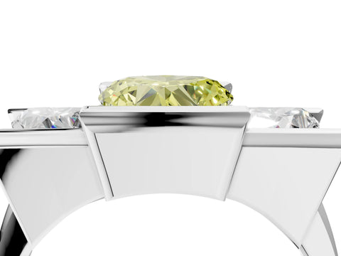 White gold Three Stone Fancy Yellow Heart Cut Cut Channel Set Diamond Ring_4