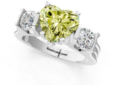 White gold Three-Stone Fancy Yellow Heart Cut Cut Classic Band Prong Setting Ring_1